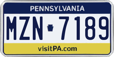 PA license plate MZN7189