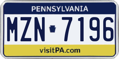 PA license plate MZN7196