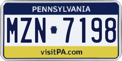 PA license plate MZN7198