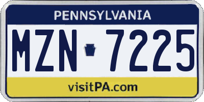 PA license plate MZN7225