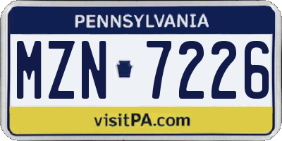 PA license plate MZN7226