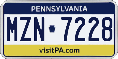 PA license plate MZN7228