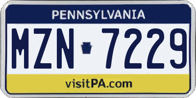 PA license plate MZN7229