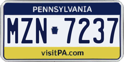 PA license plate MZN7237