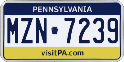 PA license plate MZN7239