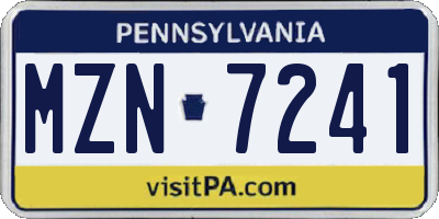 PA license plate MZN7241