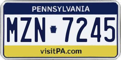 PA license plate MZN7245