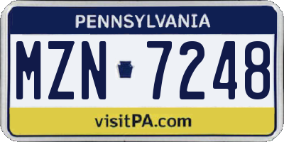 PA license plate MZN7248