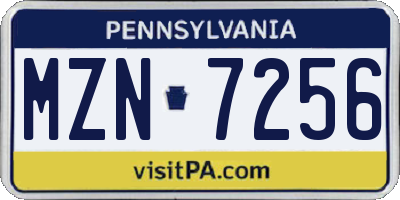 PA license plate MZN7256