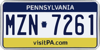 PA license plate MZN7261