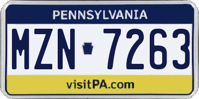 PA license plate MZN7263
