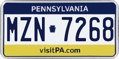 PA license plate MZN7268