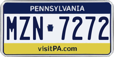 PA license plate MZN7272