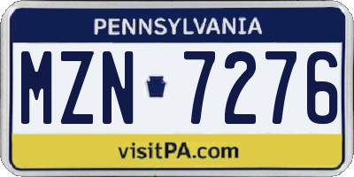 PA license plate MZN7276