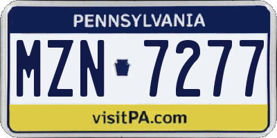 PA license plate MZN7277