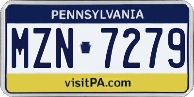 PA license plate MZN7279