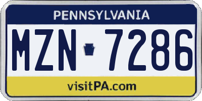 PA license plate MZN7286