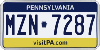 PA license plate MZN7287