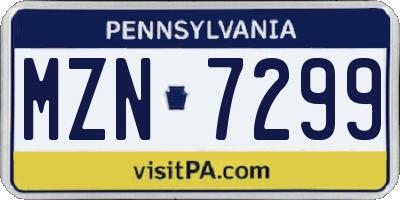PA license plate MZN7299