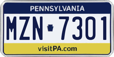 PA license plate MZN7301
