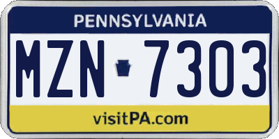 PA license plate MZN7303