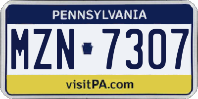 PA license plate MZN7307