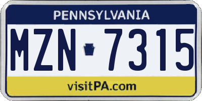 PA license plate MZN7315