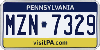 PA license plate MZN7329