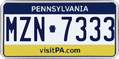 PA license plate MZN7333