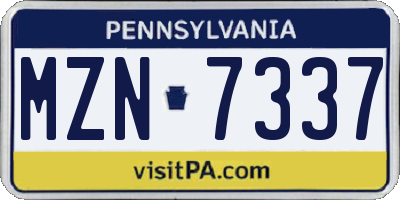 PA license plate MZN7337