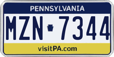 PA license plate MZN7344