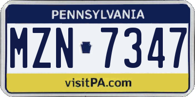 PA license plate MZN7347