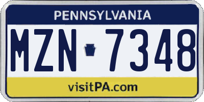 PA license plate MZN7348