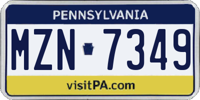 PA license plate MZN7349
