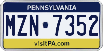 PA license plate MZN7352