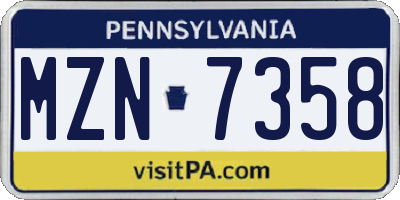 PA license plate MZN7358