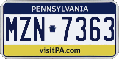 PA license plate MZN7363