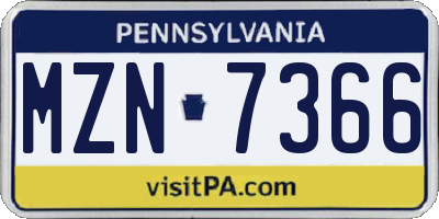 PA license plate MZN7366