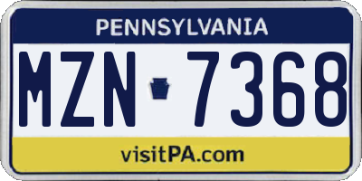 PA license plate MZN7368