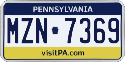 PA license plate MZN7369