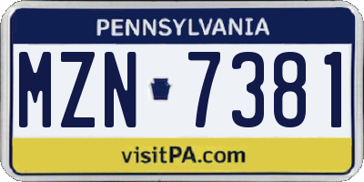 PA license plate MZN7381
