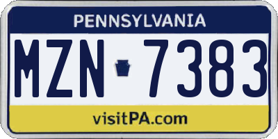 PA license plate MZN7383