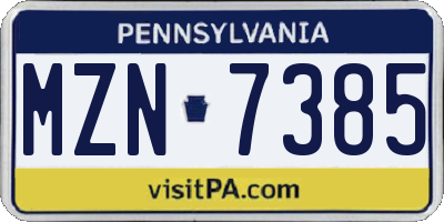 PA license plate MZN7385