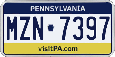 PA license plate MZN7397