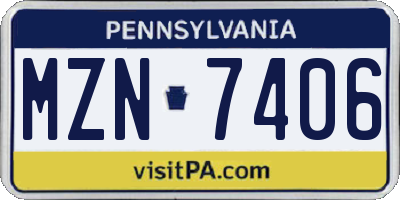 PA license plate MZN7406