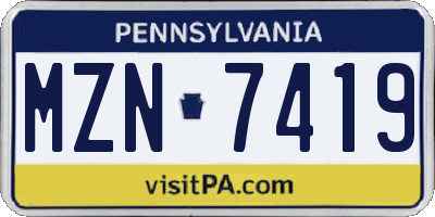 PA license plate MZN7419