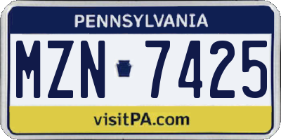 PA license plate MZN7425