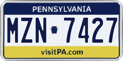 PA license plate MZN7427