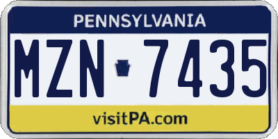 PA license plate MZN7435