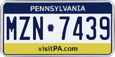PA license plate MZN7439